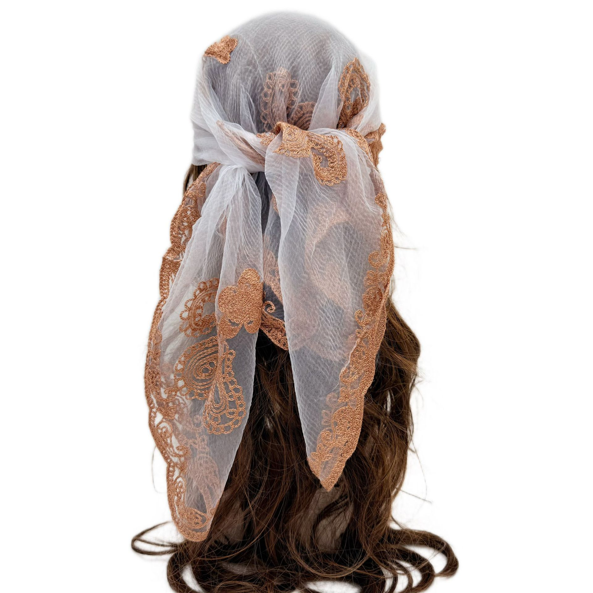 Women's Floral Embroidered Square Scarf, Fashionable Elegant Multifunctional Scarf For Daily Wear, Casual Versatile Scarf For Women