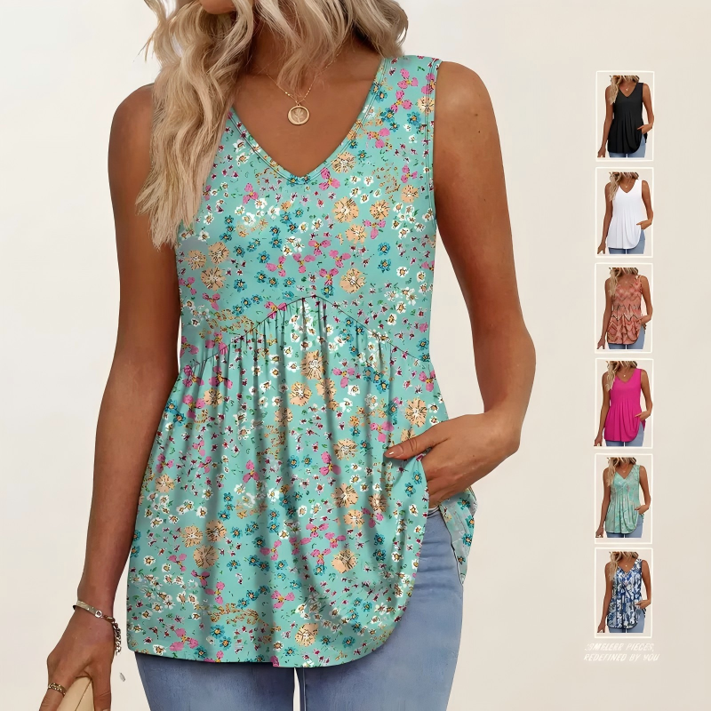 Womens Tank Tops Flowy Peplum Tops (Size Up 1-2 for Oversized Look) for Women Dressy Sleeveless V Neck Babydoll Tank Tops Fabric Stretchy tank tops summer tops