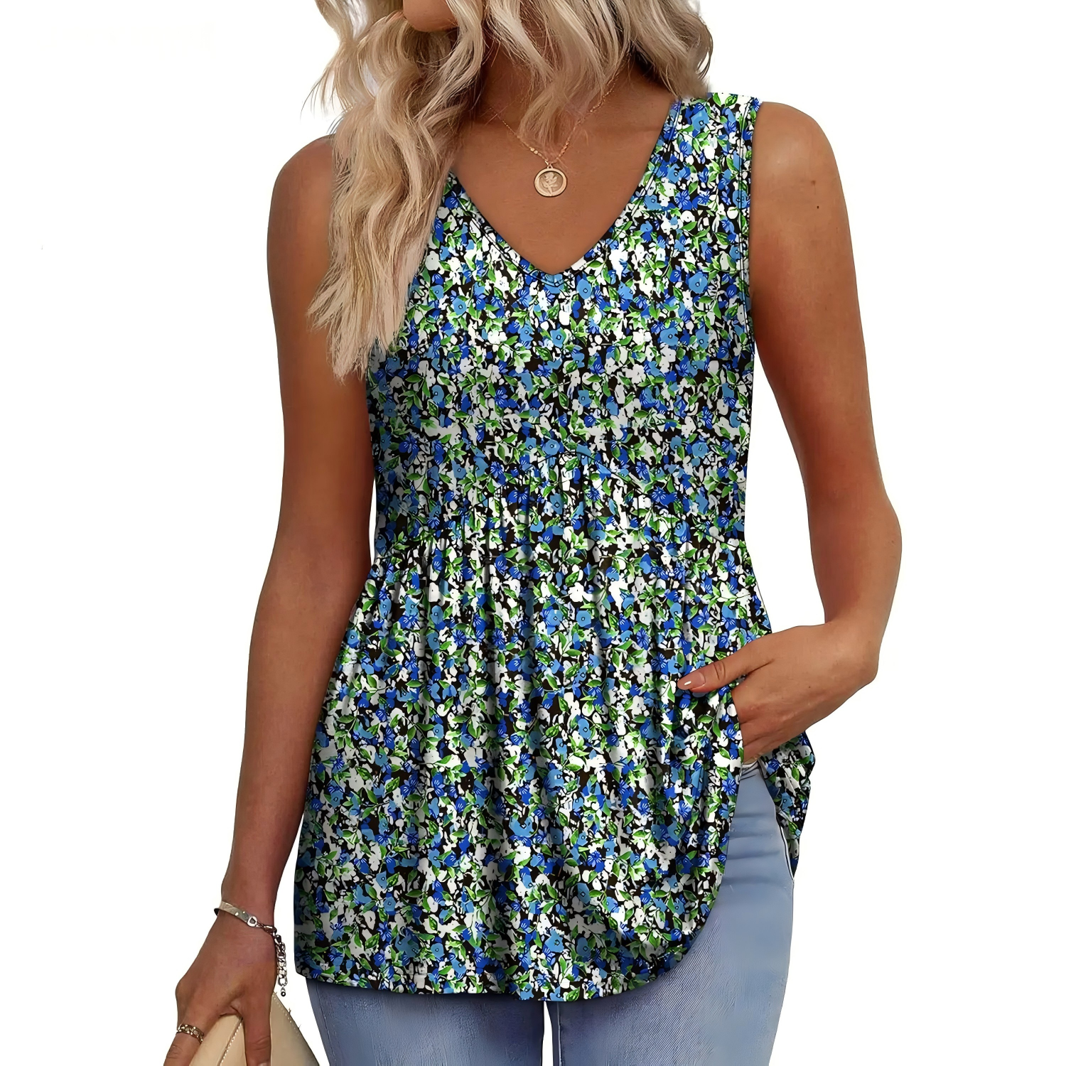 Womens Tank Tops Flowy Peplum Tops (Size Up 1-2 for Oversized Look) for Women Dressy Sleeveless V Neck Babydoll Tank Tops Fabric Stretchy tank tops summer tops