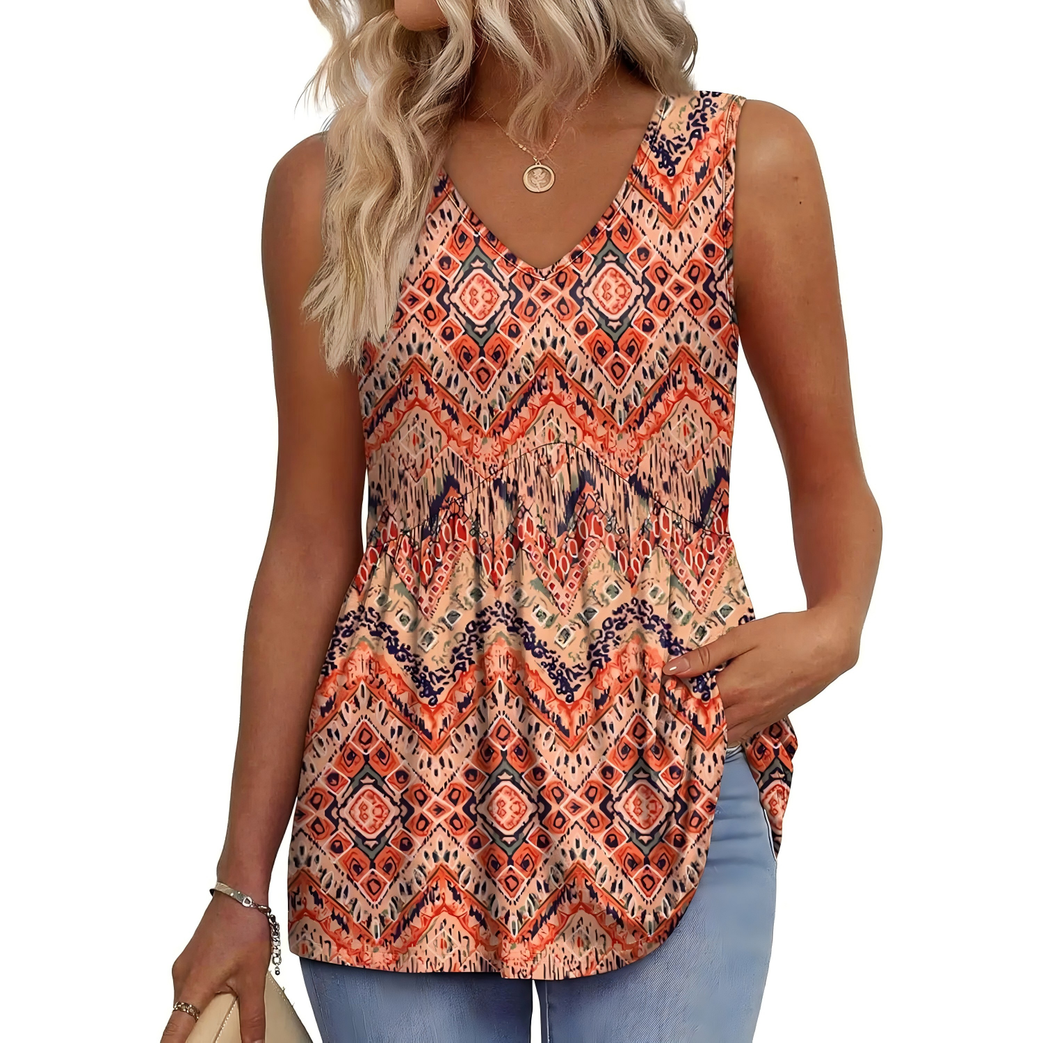Womens Tank Tops Flowy Peplum Tops (Size Up 1-2 for Oversized Look) for Women Dressy Sleeveless V Neck Babydoll Tank Tops Fabric Stretchy tank tops summer tops