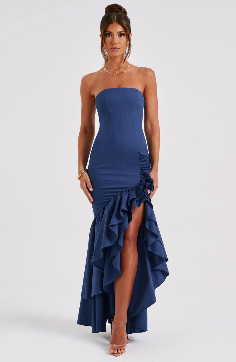 Angelina Maxi Dress  - Shoulder strapless, Hip Hugging, Irregularwave Fashion Party Dress