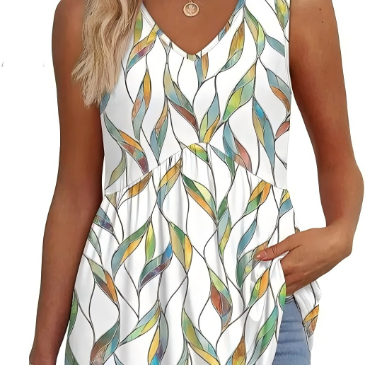 Womens Tank Tops Flowy Peplum Tops (Size Up 1-2 for Oversized Look) for Women Dressy Sleeveless V Neck Babydoll Tank Tops Fabric Stretchy tank tops summer tops