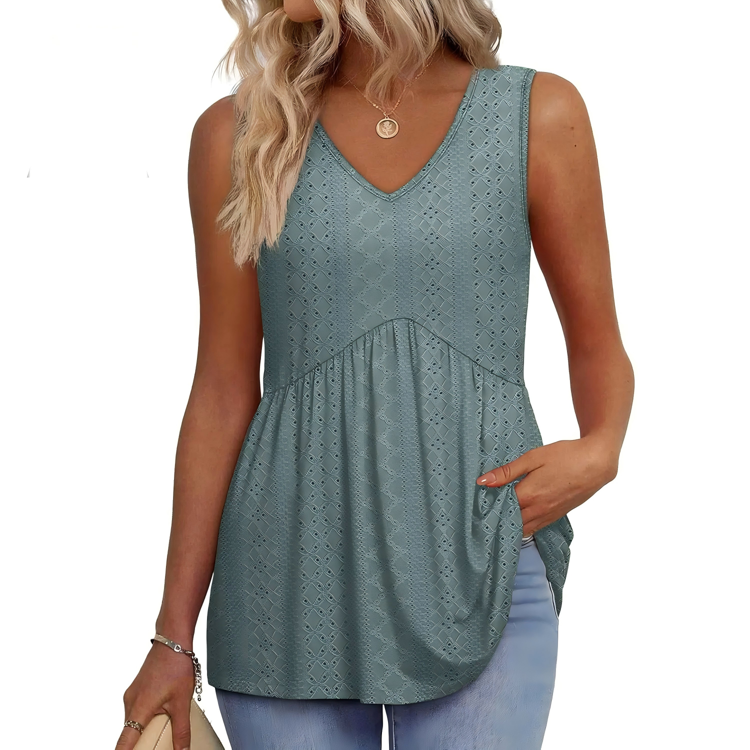 Womens Tank Tops Flowy Peplum Tops (Size Up 1-2 for Oversized Look) for Women Dressy Sleeveless V Neck Babydoll Tank Tops Fabric Stretchy tank tops summer tops