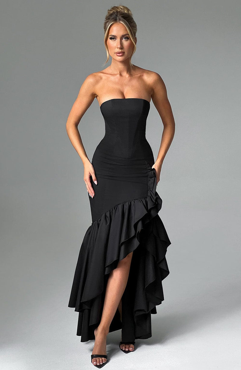 Angelina Maxi Dress  - Shoulder strapless, Hip Hugging, Irregularwave Fashion Party Dress
