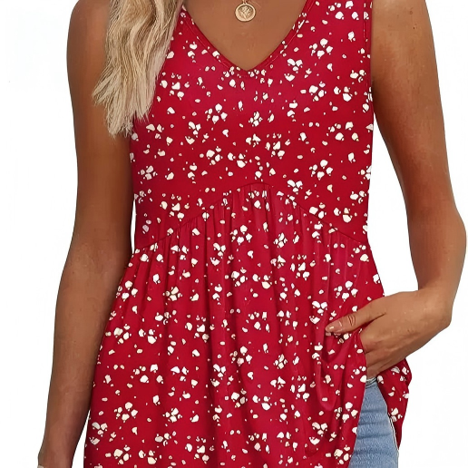 Womens Tank Tops Flowy Peplum Tops (Size Up 1-2 for Oversized Look) for Women Dressy Sleeveless V Neck Babydoll Tank Tops Fabric Stretchy tank tops summer tops