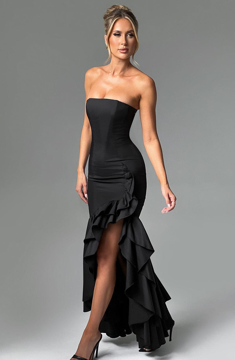 Angelina Maxi Dress  - Shoulder strapless, Hip Hugging, Irregularwave Fashion Party Dress