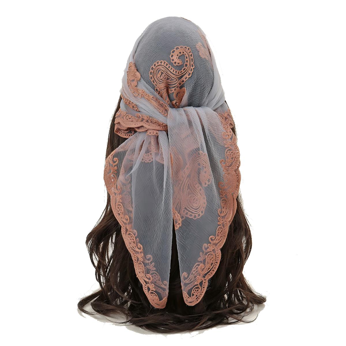 Women's Floral Embroidered Square Scarf, Fashionable Elegant Multifunctional Scarf For Daily Wear, Casual Versatile Scarf For Women