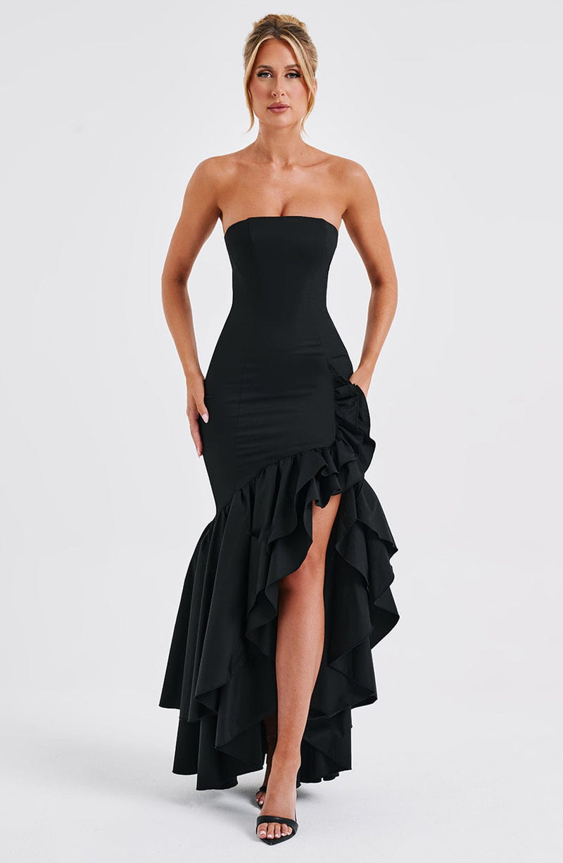 Angelina Maxi Dress  - Shoulder strapless, Hip Hugging, Irregularwave Fashion Party Dress