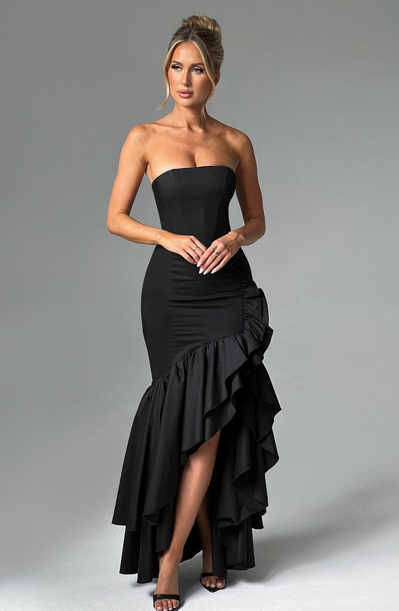 Angelina Maxi Dress  - Shoulder strapless, Hip Hugging, Irregularwave Fashion Party Dress