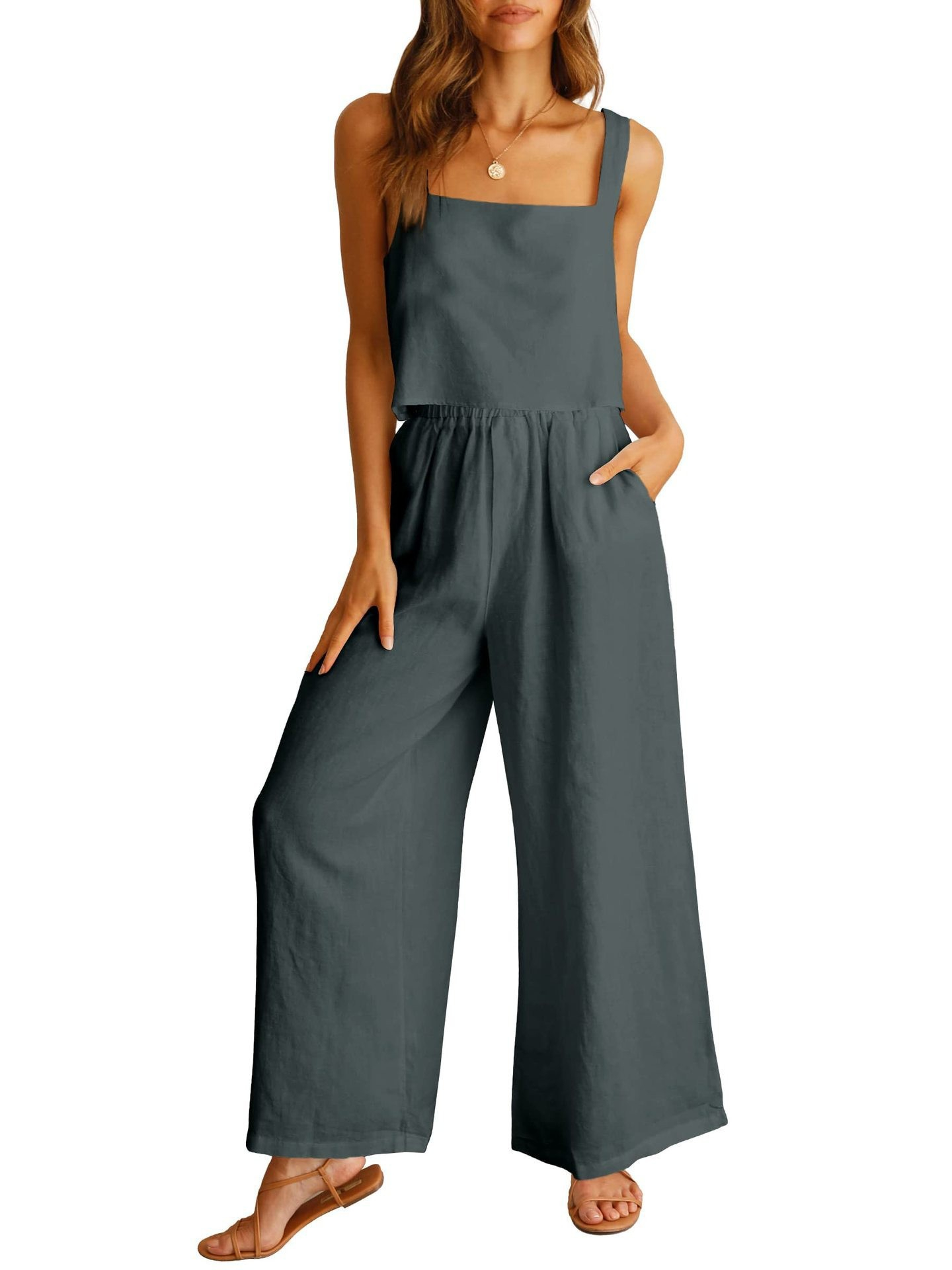 Women's Summer 2 Piece Linen Outfit Set