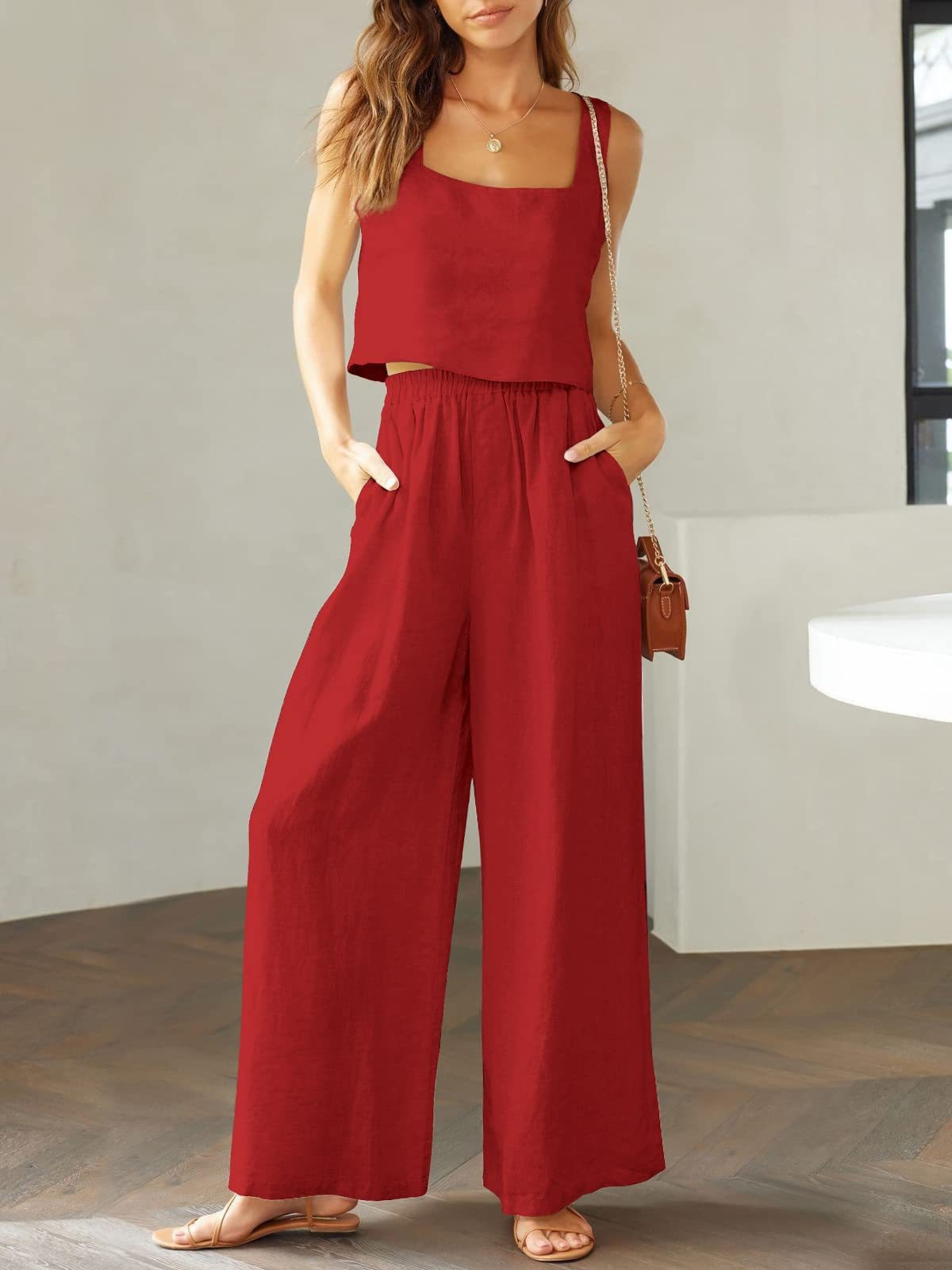Women's Summer 2 Piece Linen Outfit Set
