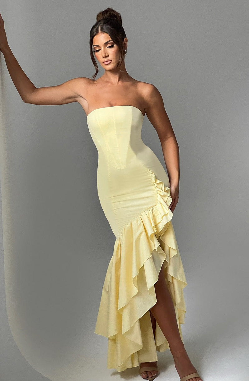 Angelina Maxi Dress  - Shoulder strapless, Hip Hugging, Irregularwave Fashion Party Dress