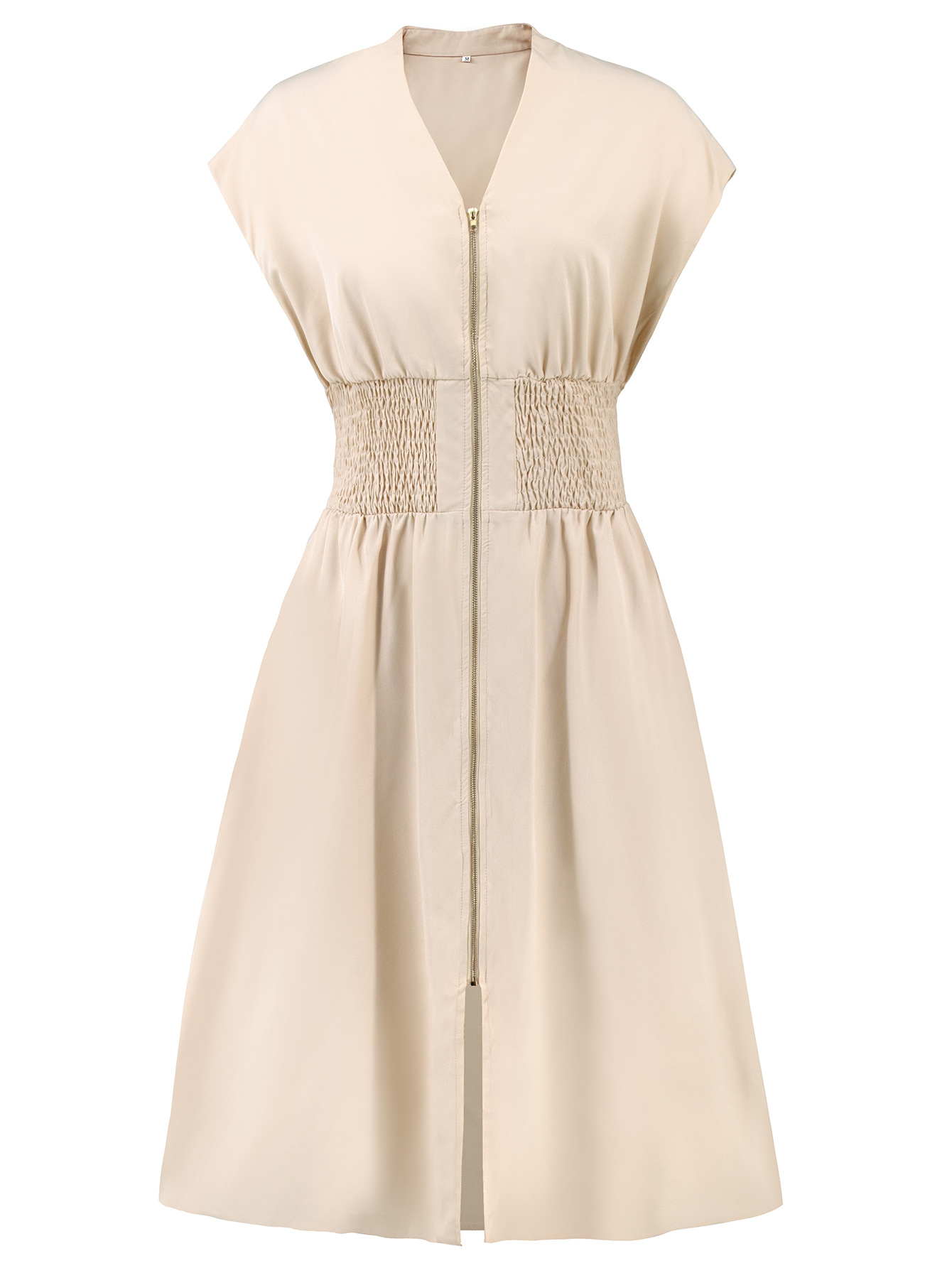 Summer Smocked Midi Dress - Elegant V-Neck