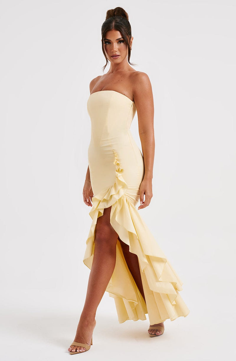Angelina Maxi Dress  - Shoulder strapless, Hip Hugging, Irregularwave Fashion Party Dress