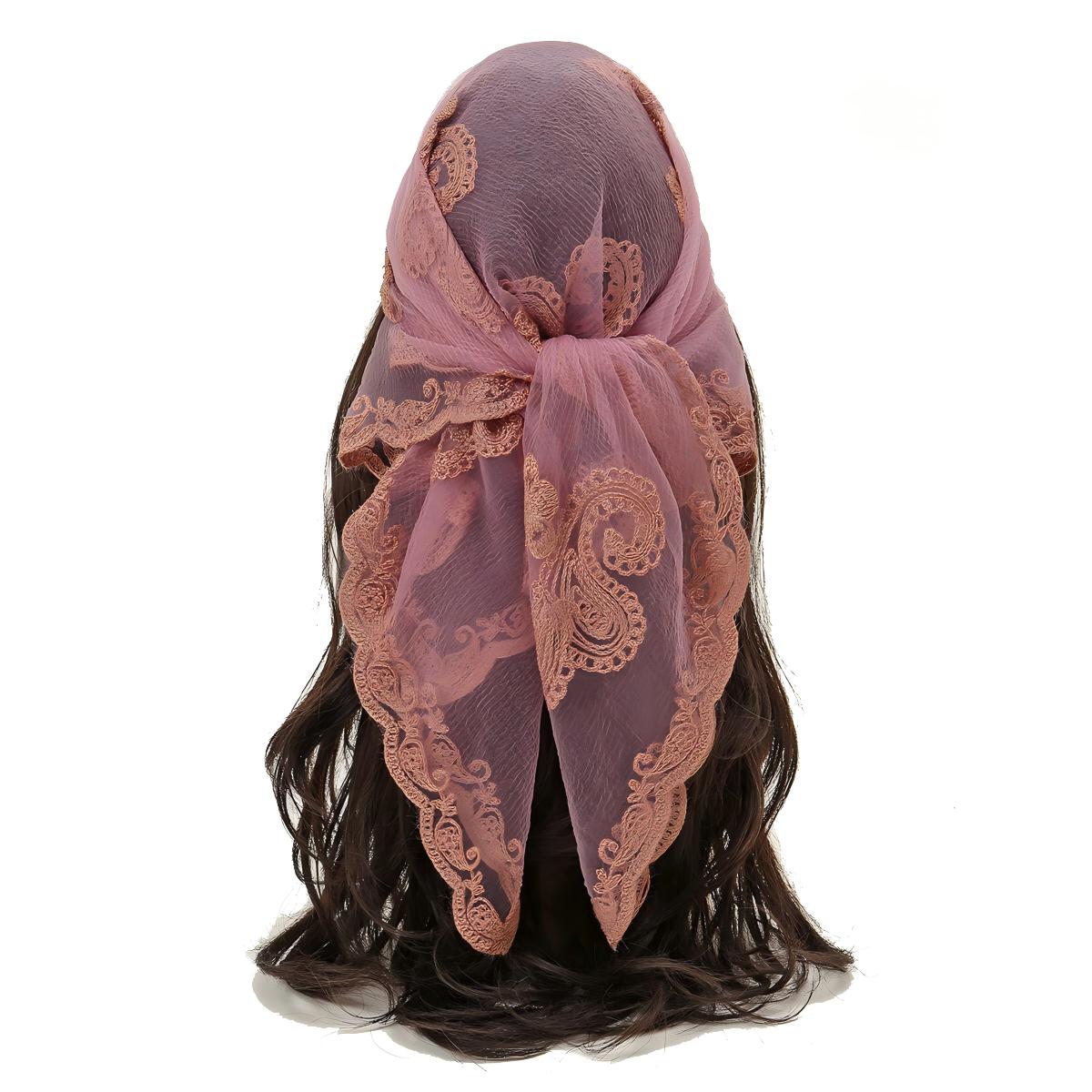 Women's Floral Embroidered Square Scarf, Fashionable Elegant Multifunctional Scarf For Daily Wear, Casual Versatile Scarf For Women