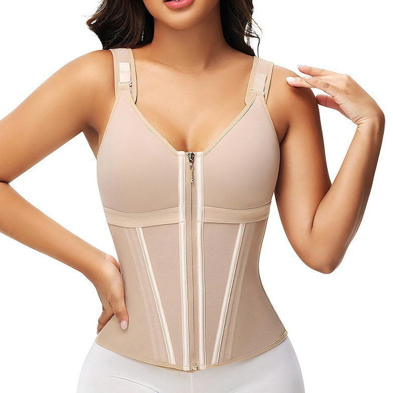 Waist Shapewear Corset for Women Sport Workout Vest for Women Gym Zipper and Hooks