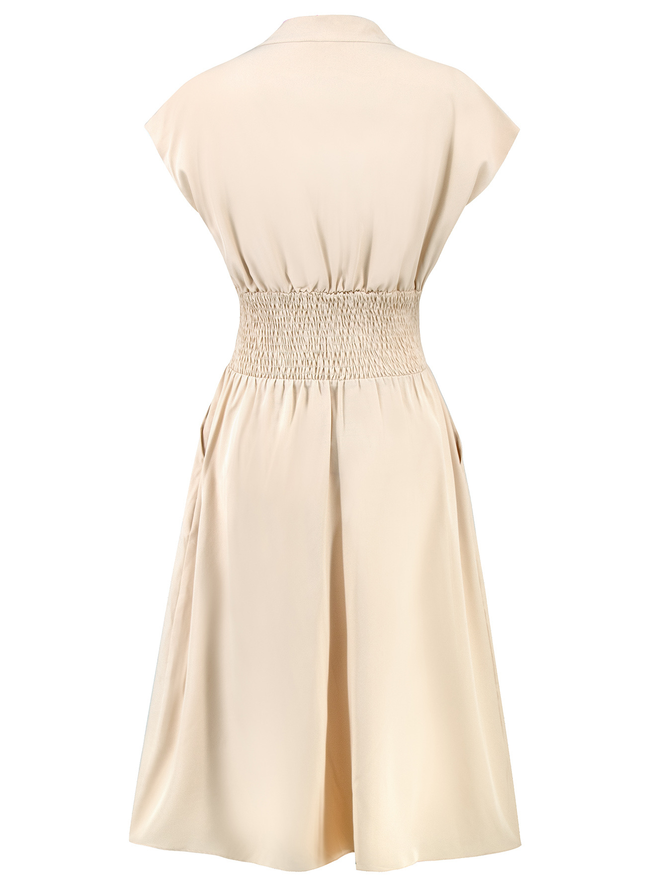 Summer Smocked Midi Dress - Elegant V-Neck