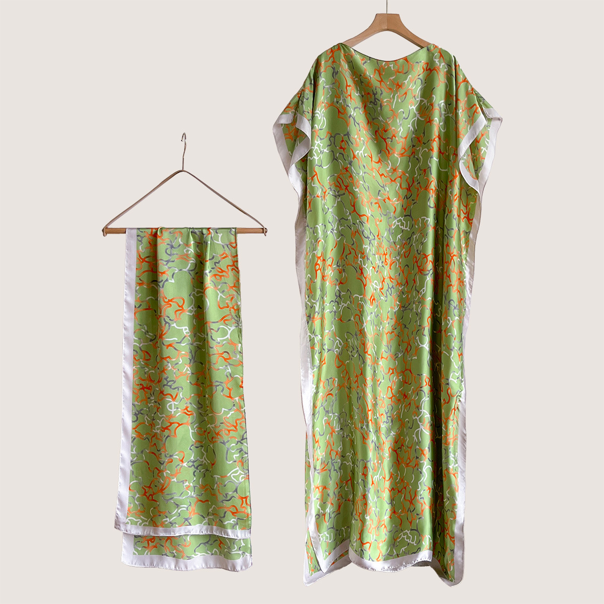 Women's Peacock Print Cape Shawl & Scarf Set, Elegant Beach Cover-Up For Holiday Vacation, Swimsuit Cover Up