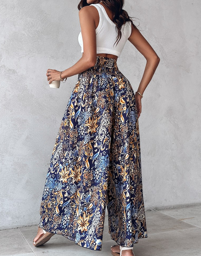 Women's Ethnic Pattern High Waist Wide Leg Pants