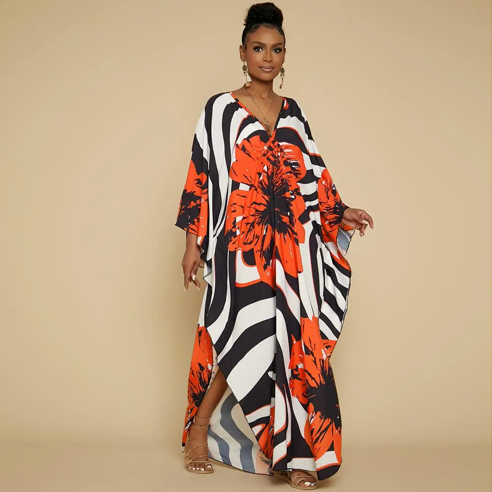 Ethnic Print Kaftan Dress