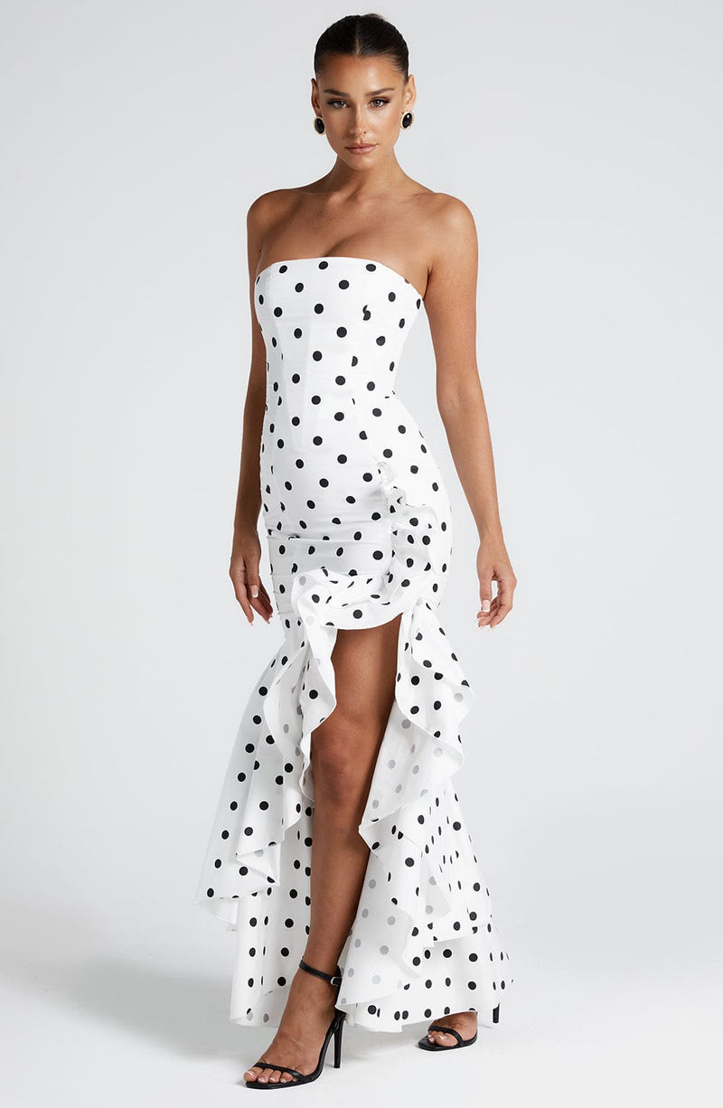 Angelina Maxi Dress  - Shoulder strapless, Hip Hugging, Irregularwave Fashion Party Dress