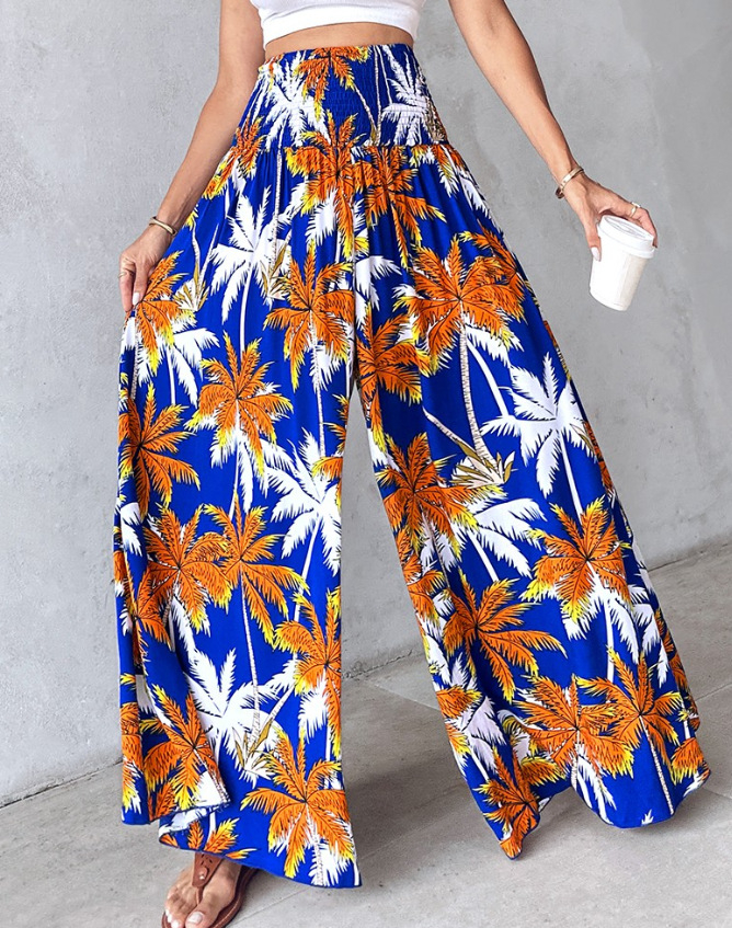 Women's Ethnic Pattern High Waist Wide Leg Pants