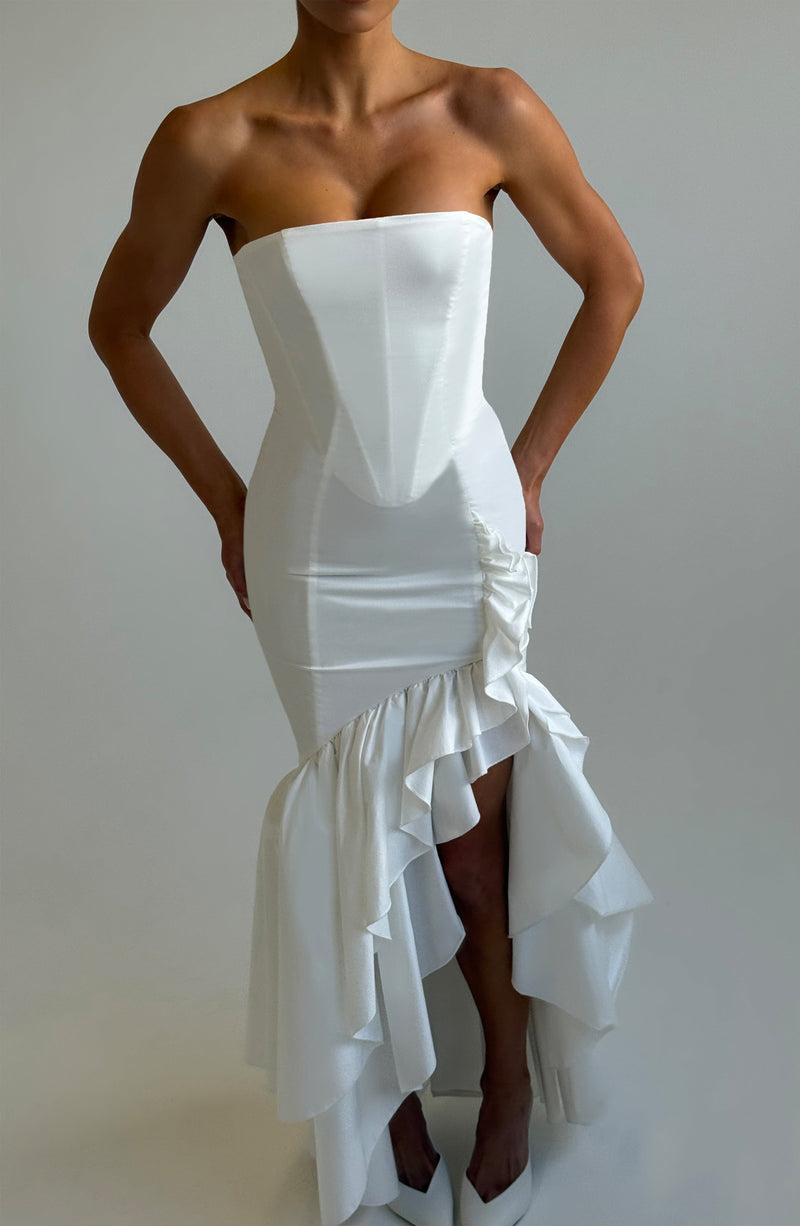 Angelina Maxi Dress  - Shoulder strapless, Hip Hugging, Irregularwave Fashion Party Dress