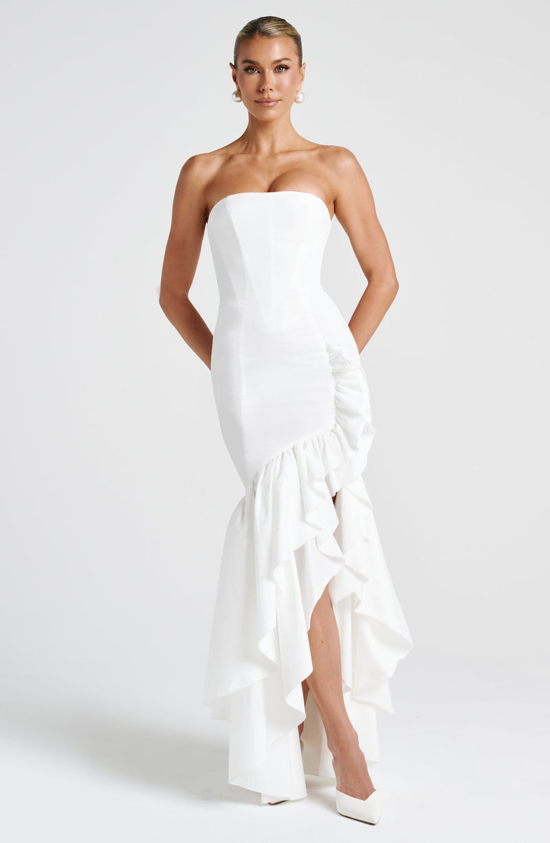 Angelina Maxi Dress  - Shoulder strapless, Hip Hugging, Irregularwave Fashion Party Dress