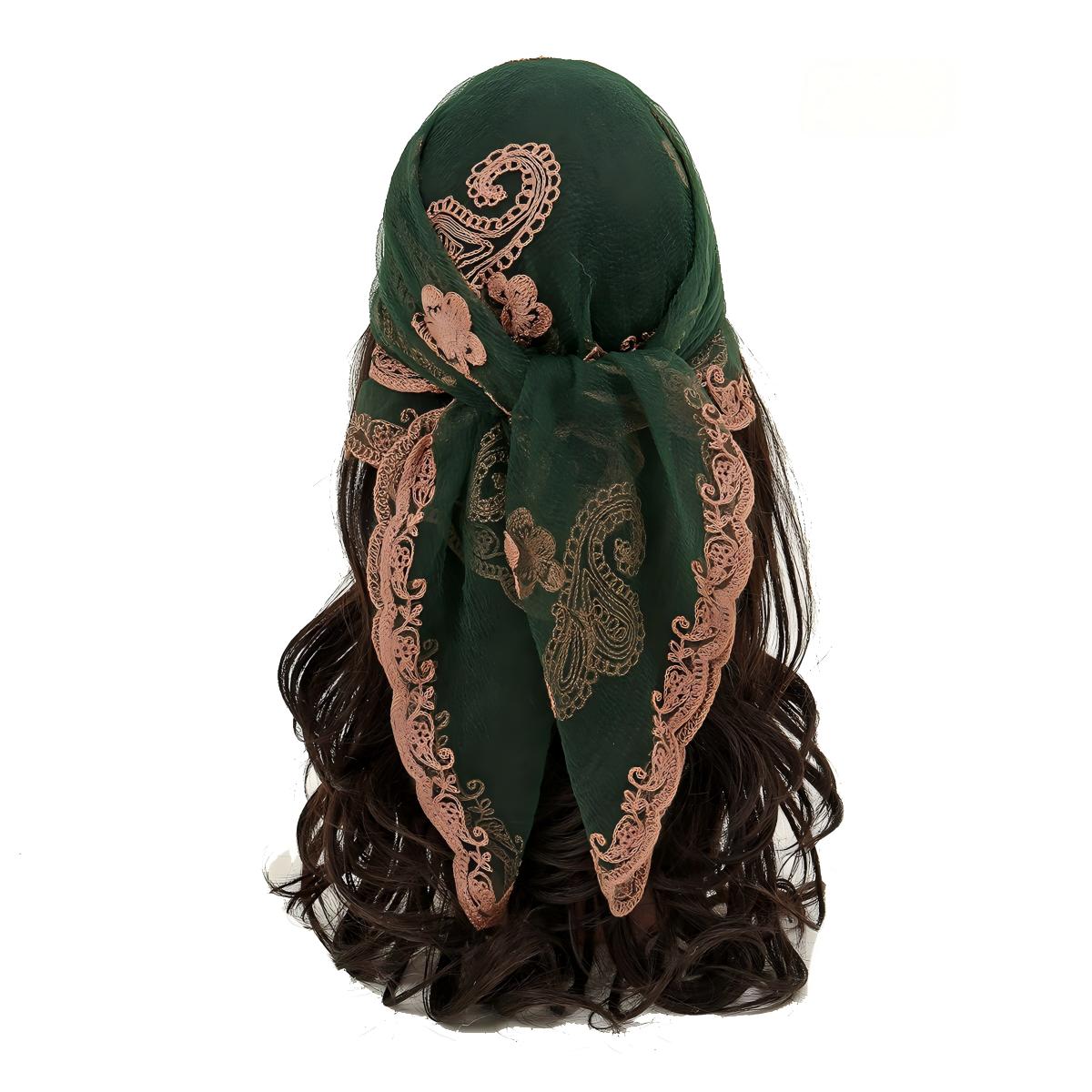 Women's Floral Embroidered Square Scarf, Fashionable Elegant Multifunctional Scarf For Daily Wear, Casual Versatile Scarf For Women