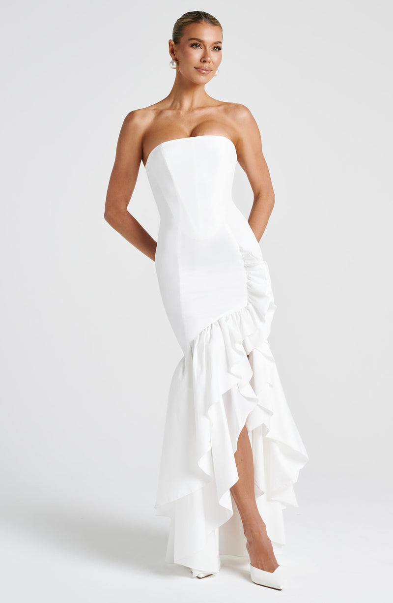 Angelina Maxi Dress  - Shoulder strapless, Hip Hugging, Irregularwave Fashion Party Dress