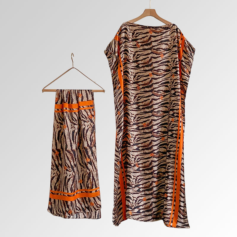 Women's Peacock Print Cape Shawl & Scarf Set, Elegant Beach Cover-Up For Holiday Vacation, Swimsuit Cover Up