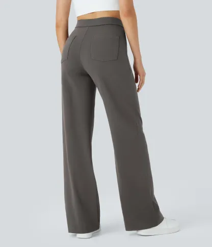 DayStretch High Waisted Pockets Straight Leg Casual Pants