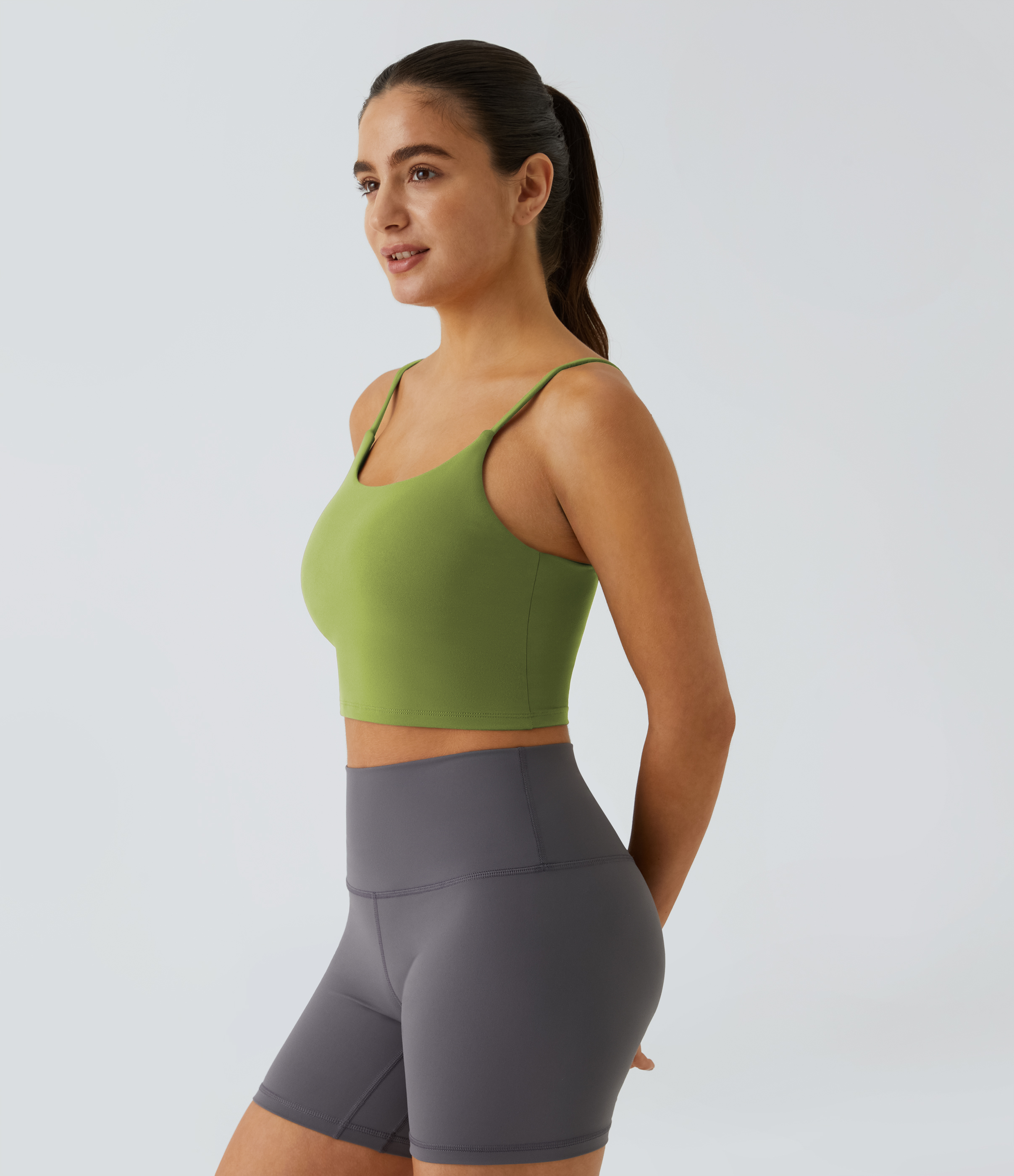 Basic Padded Workout Cropped Low Support Tank Top A-C Cups
