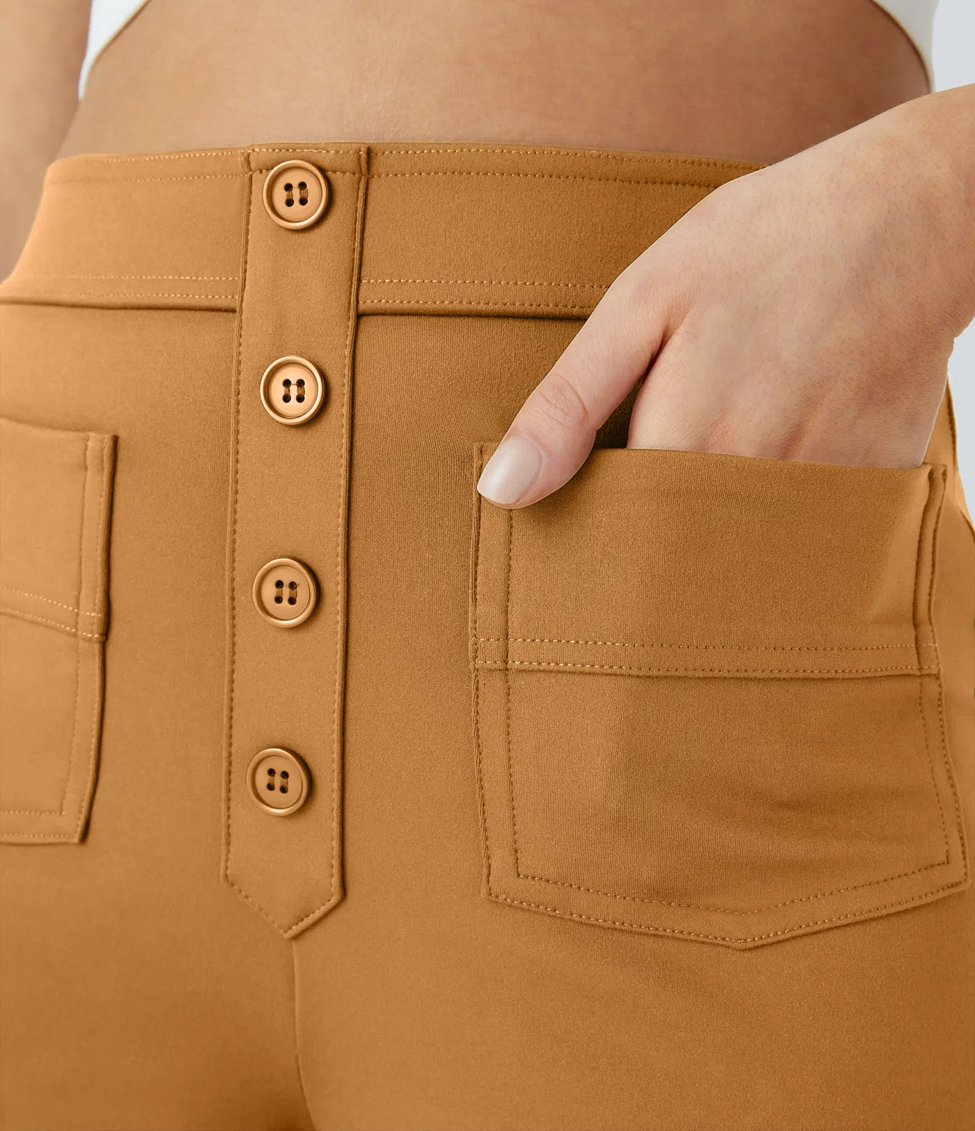 DayStretch High Waisted Pockets Straight Leg Casual Pants