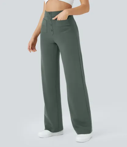 DayStretch High Waisted Pockets Straight Leg Casual Pants