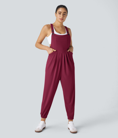 Pockets Waffle Casual Jogger Overalls
