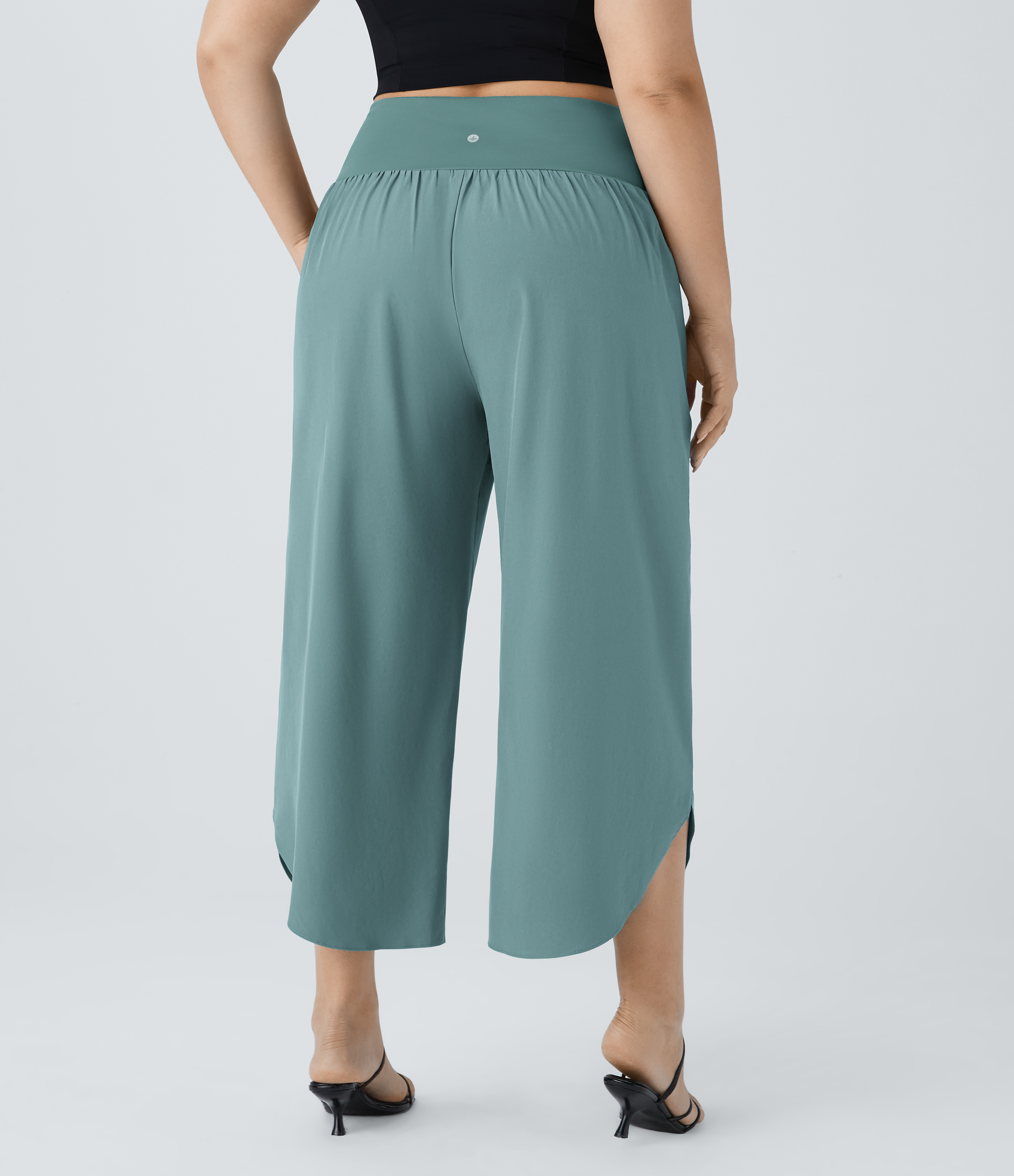 High Waisted Crossover Pocket Quick Dry Plus Size Pants