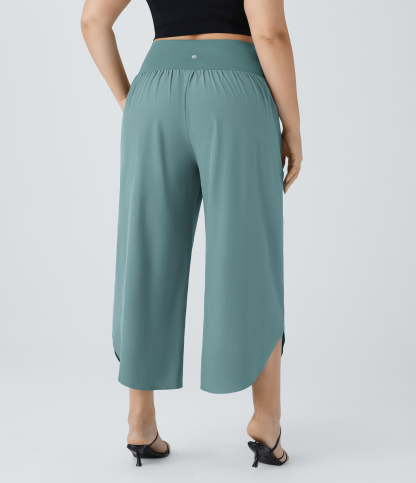 High Waisted Crossover Pocket Quick Dry Plus Size Pants