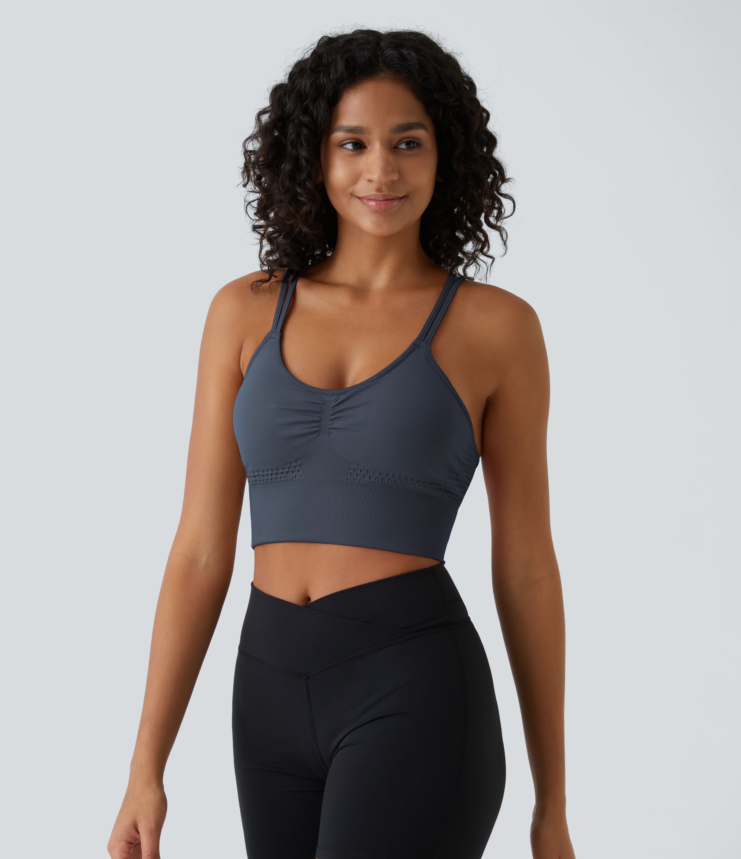 OneForm Seamless Flow Low Support Ruched Double Straps Sports Bra A-C Cups