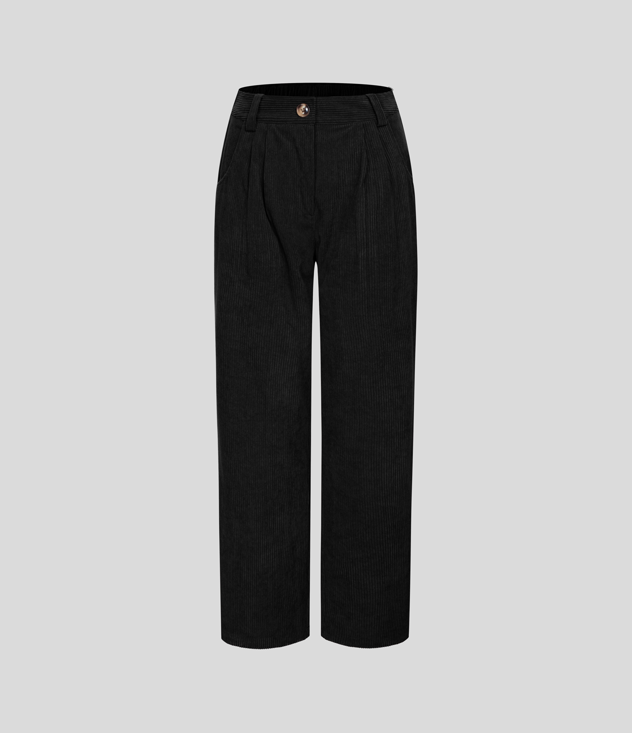 Mid Rise Zipper Pocket Corduroy Casual Pants