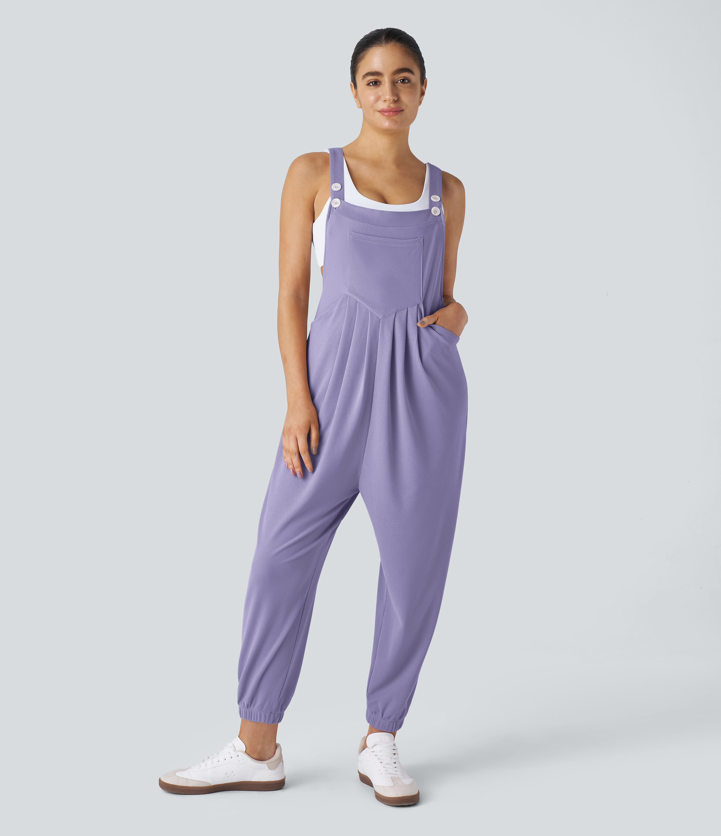 Pockets Waffle Casual Jogger Overalls