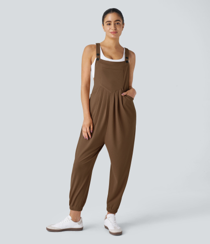 Pockets Waffle Casual Jogger Overalls