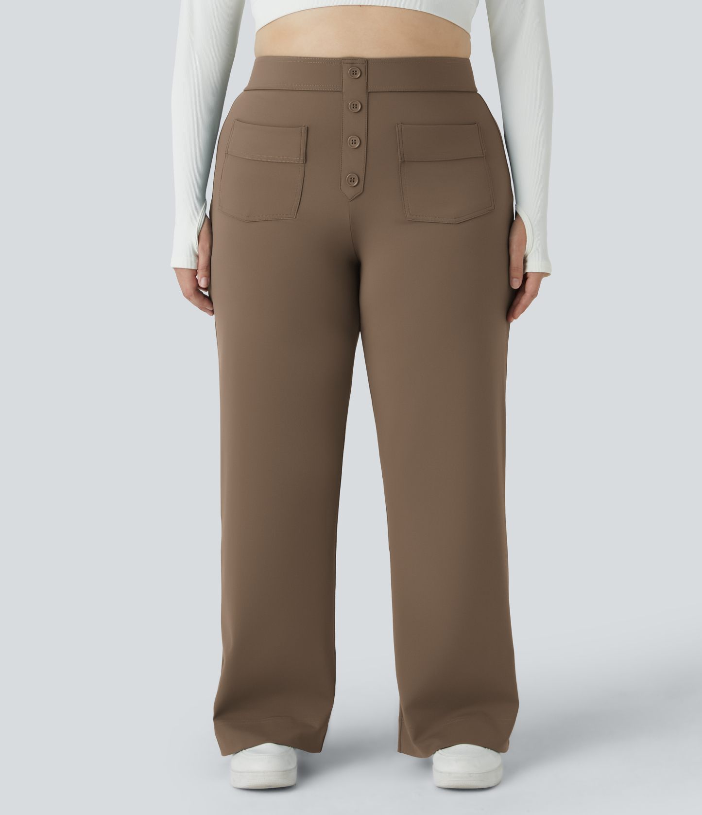 DayStretch High Waisted Pockets Straight Leg Casual Plus Size Pants