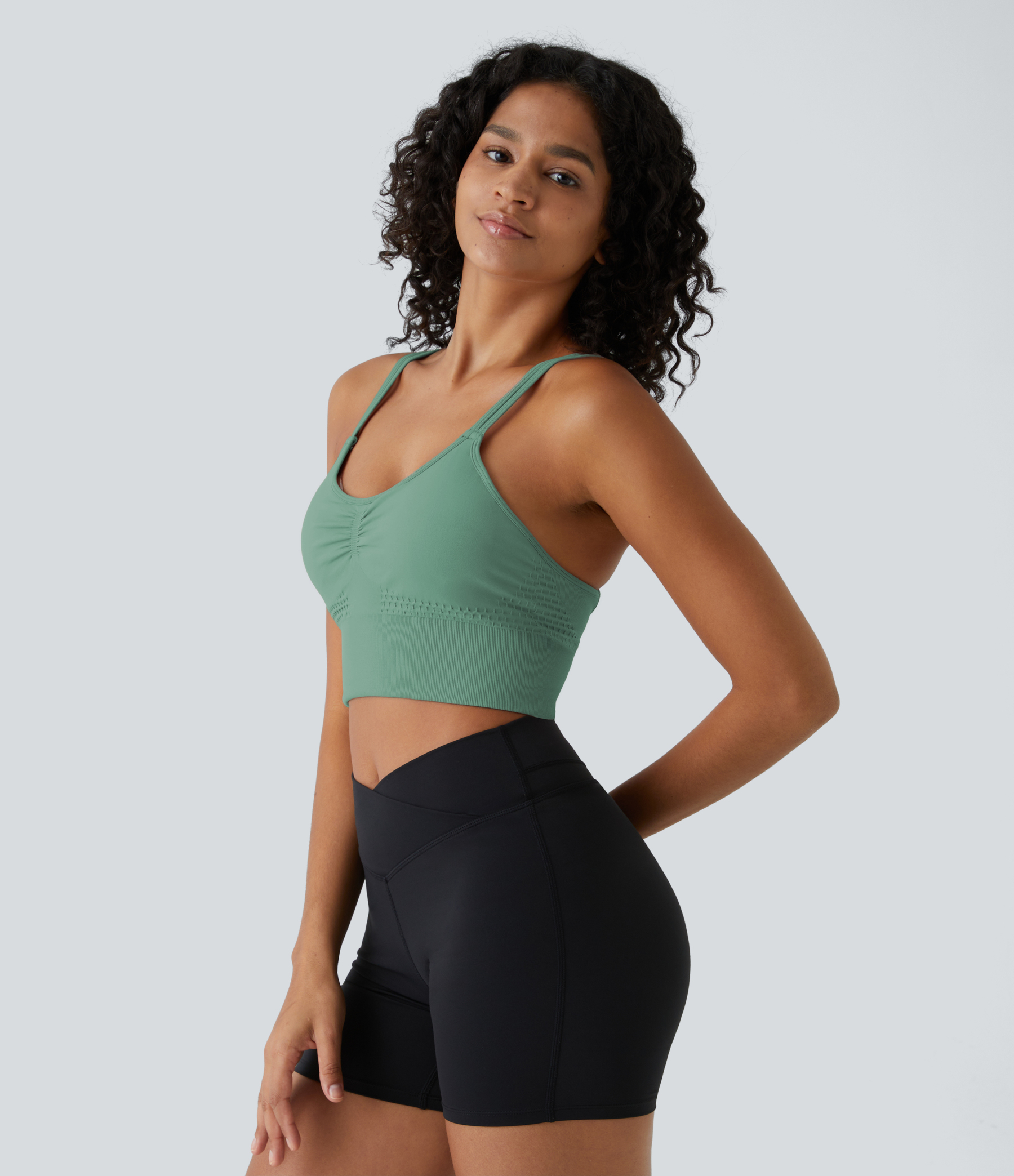OneForm Seamless Flow Low Support Ruched Double Straps Sports Bra A-C Cups