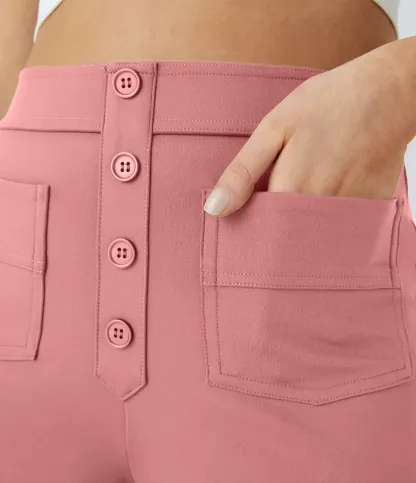 DayStretch High Waisted Pockets Straight Leg Casual Pants