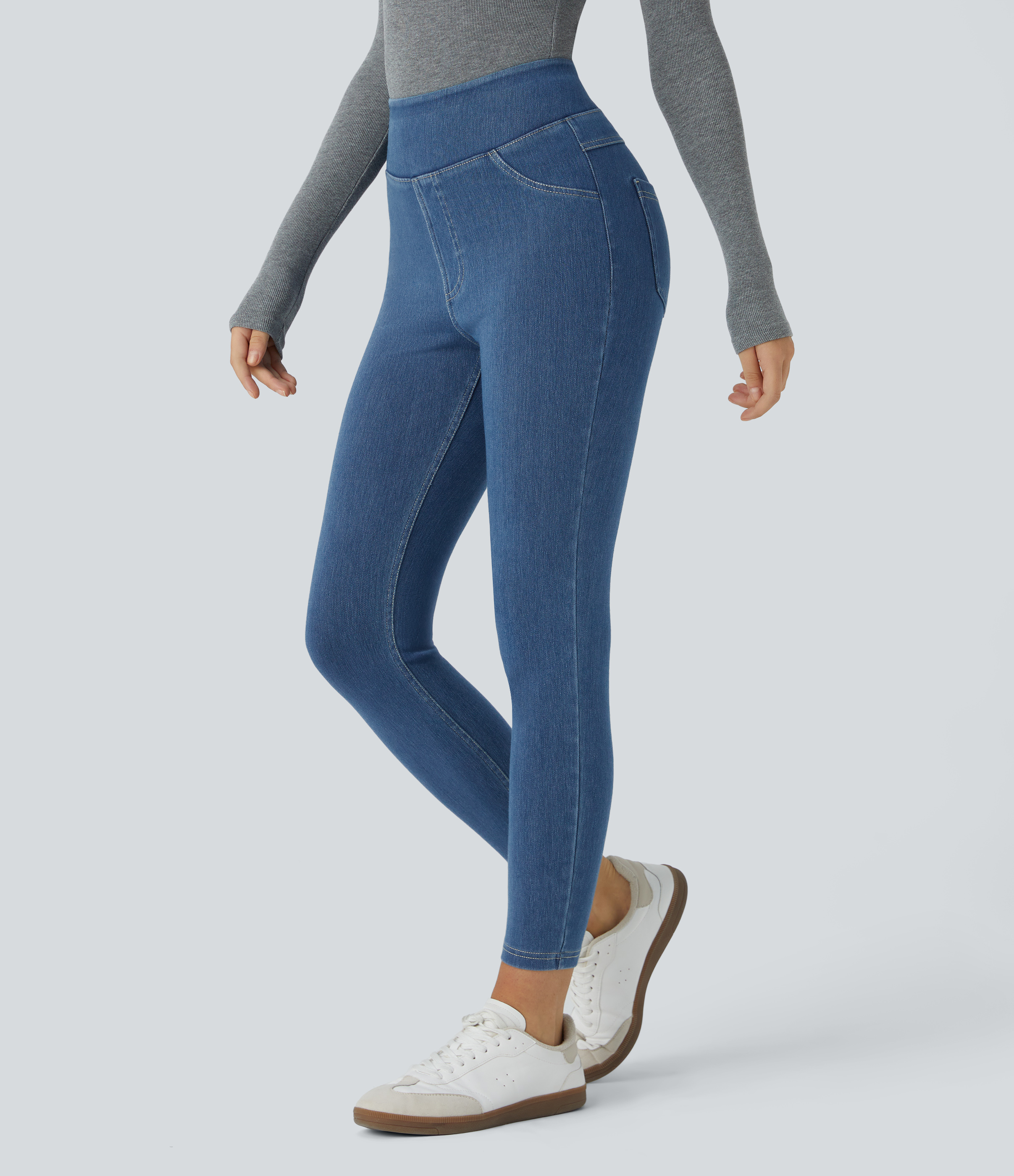High Waisted Pocket Denim Casual Leggings