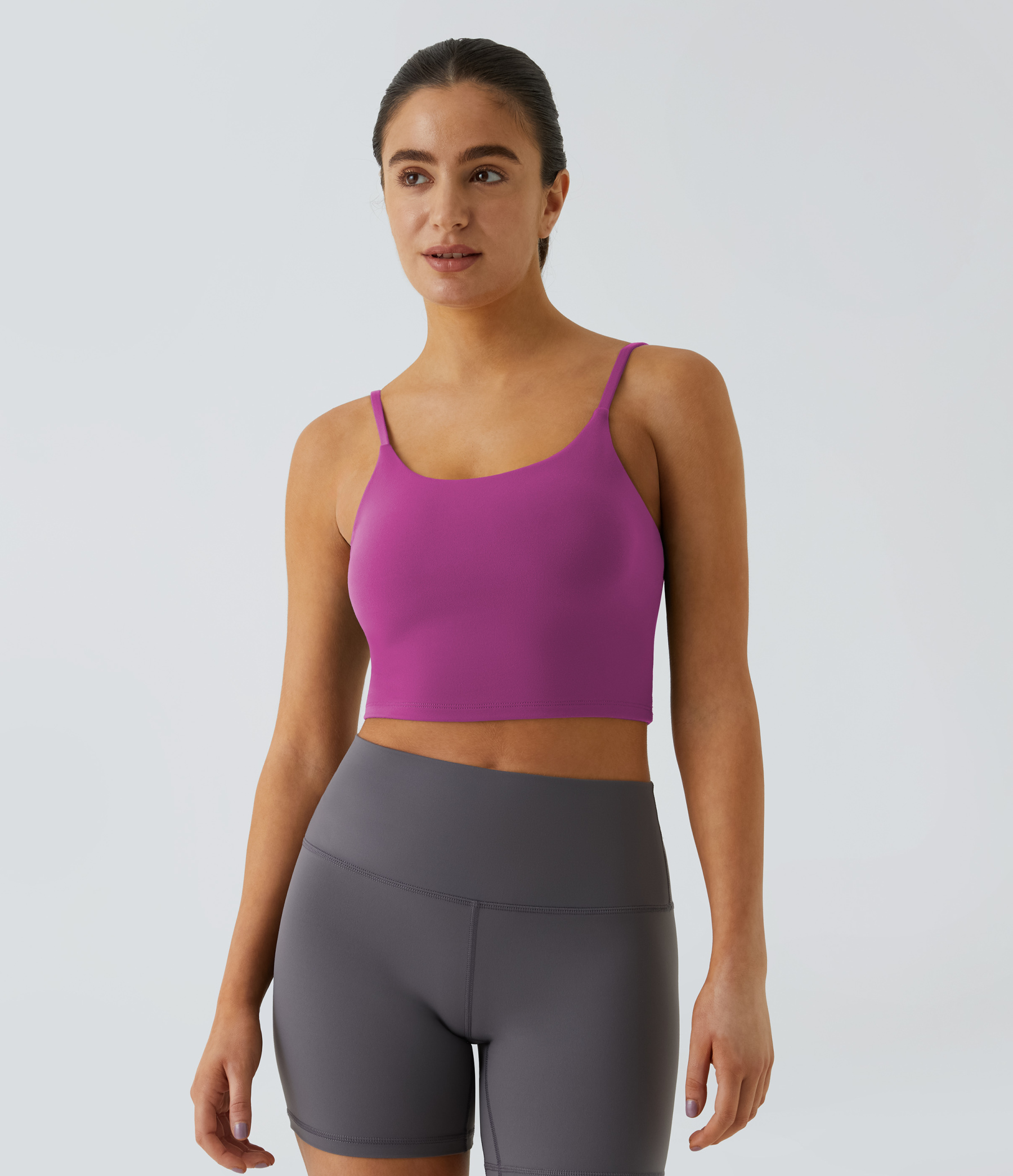 Basic Padded Workout Cropped Low Support Tank Top A-C Cups