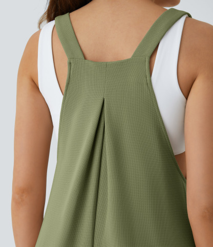 Pockets Waffle Casual Jogger Overalls