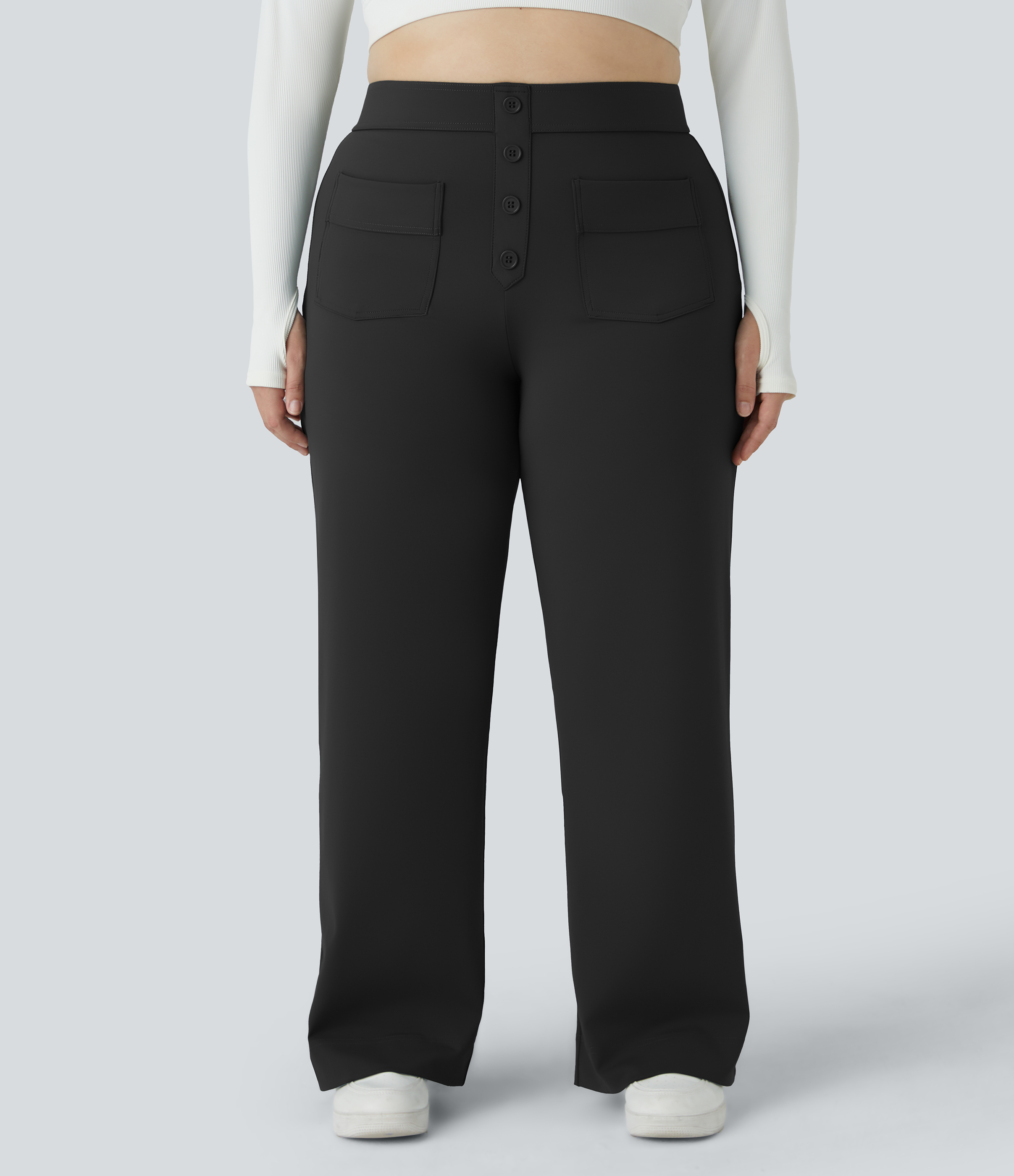 DayStretch High Waisted Pockets Straight Leg Casual Plus Size Pants