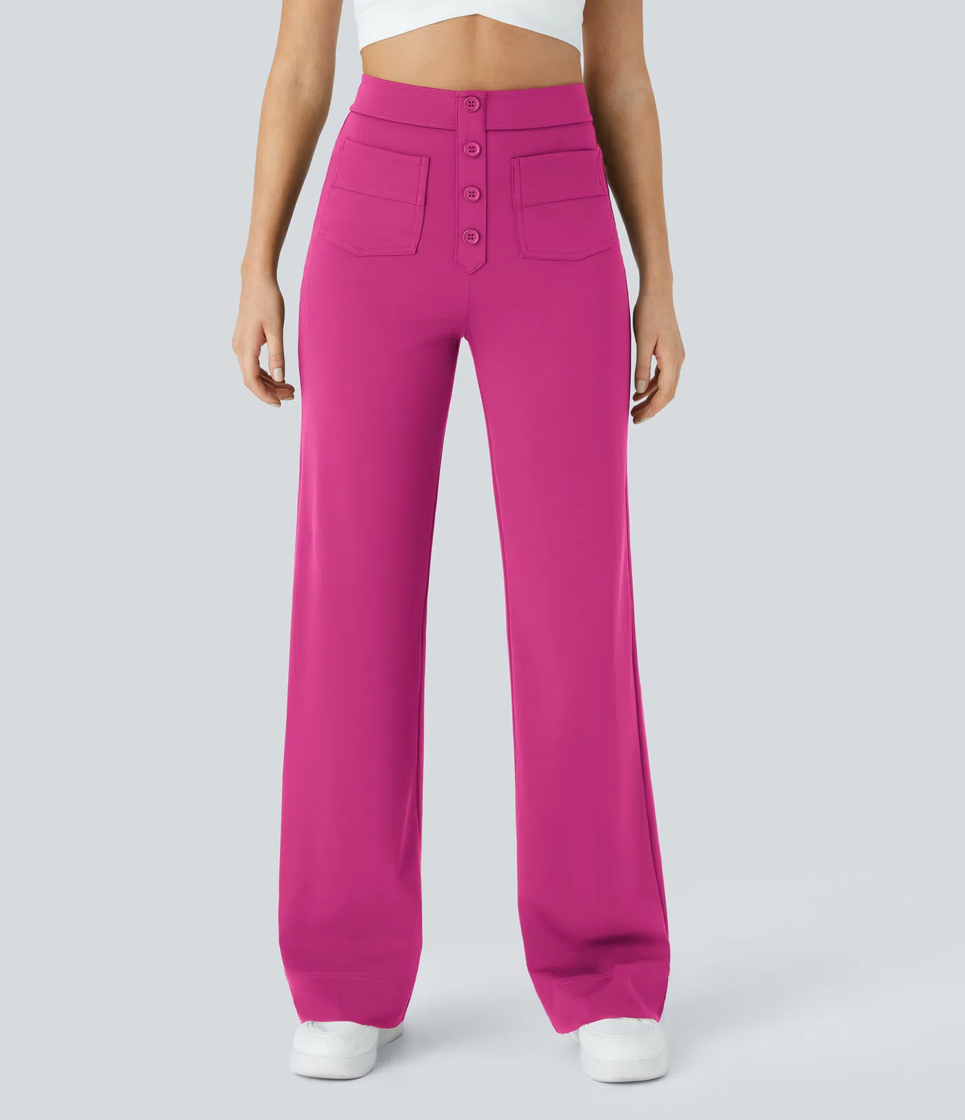 DayStretch High Waisted Pockets Straight Leg Casual Pants